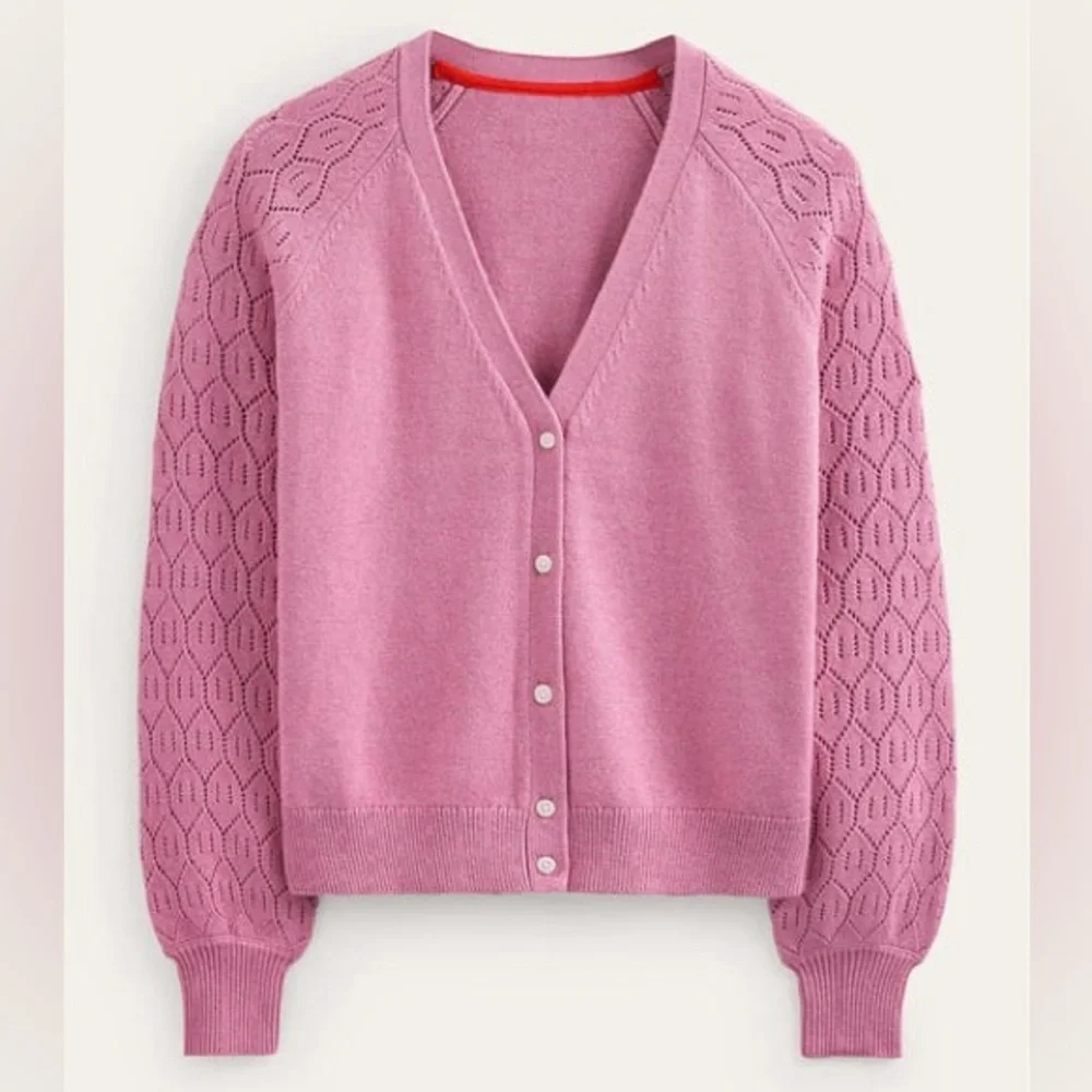 Boden Pointelle Sleeve Cardigan, Wool, Cotton & Cashmere blend - Picture 15 of 16
